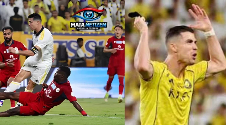 Cristiano Ronaldo merayakan gol bersama rekan-rekan Al Nassr saat mengalahkan Damac 4–1 untuk memastikan gelar Liga Arab Saudi 2025/2026 di Alawwal Park, Riyadh.
