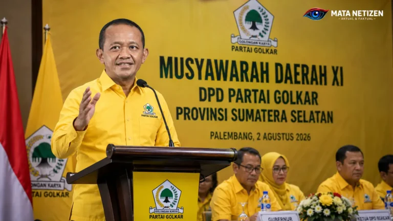 Ilustrasi Ketua Umum Partai Golkar Bahlil Lahadalia menyampaikan pidato pada pembukaan Musyawarah Daerah (Musda) XI DPD Partai Golkar Sumatera Selatan di Palembang, menegaskan dukungan penuh Golkar kepada pemerintahan Prabowo-Gibran.
