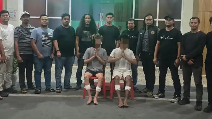 Foto: Tim gabungan usai menangkap kedua pelaku pembunuhan driver taksi online di Asahan. (dok. Polres Asahan)